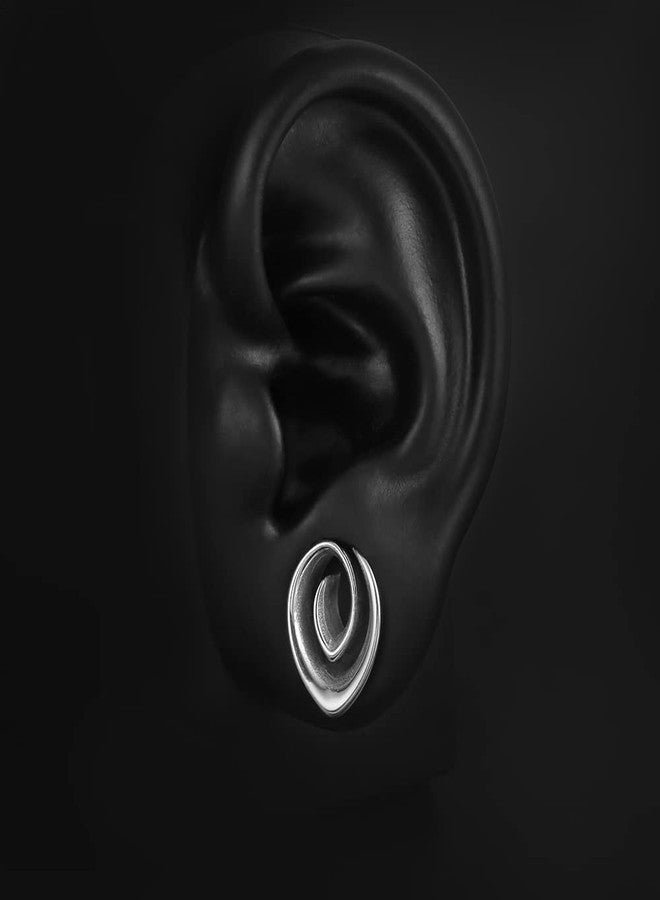 Earblity 2PCS 25mm/1" Silver Spiral Saddle Plugs Gauges Tunnels for Stretched Ears, Hypoallergenic 316 Stainless Steel Ear Tunnels Gauges Body Piercing Jewelry for Men Women - Image 5